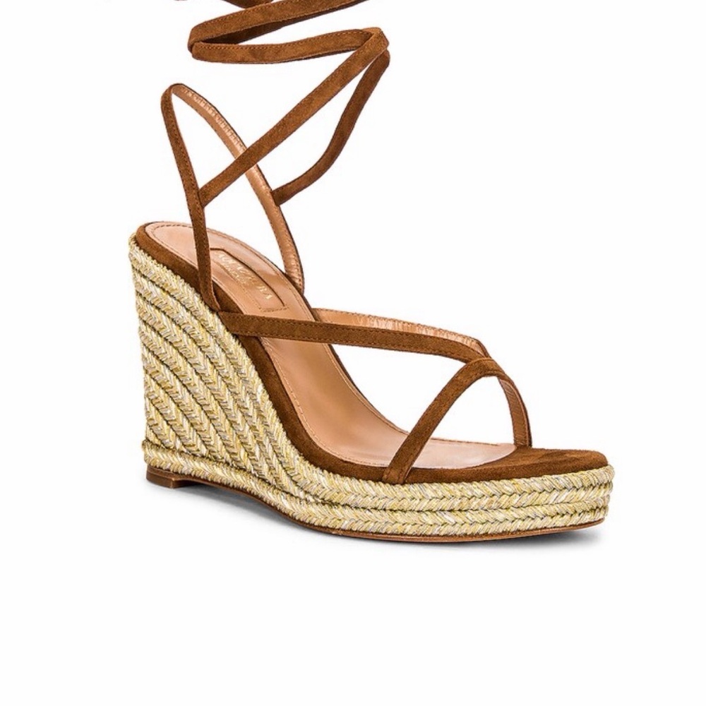 Aquazzura Tan Wedge Espadrille Sandals